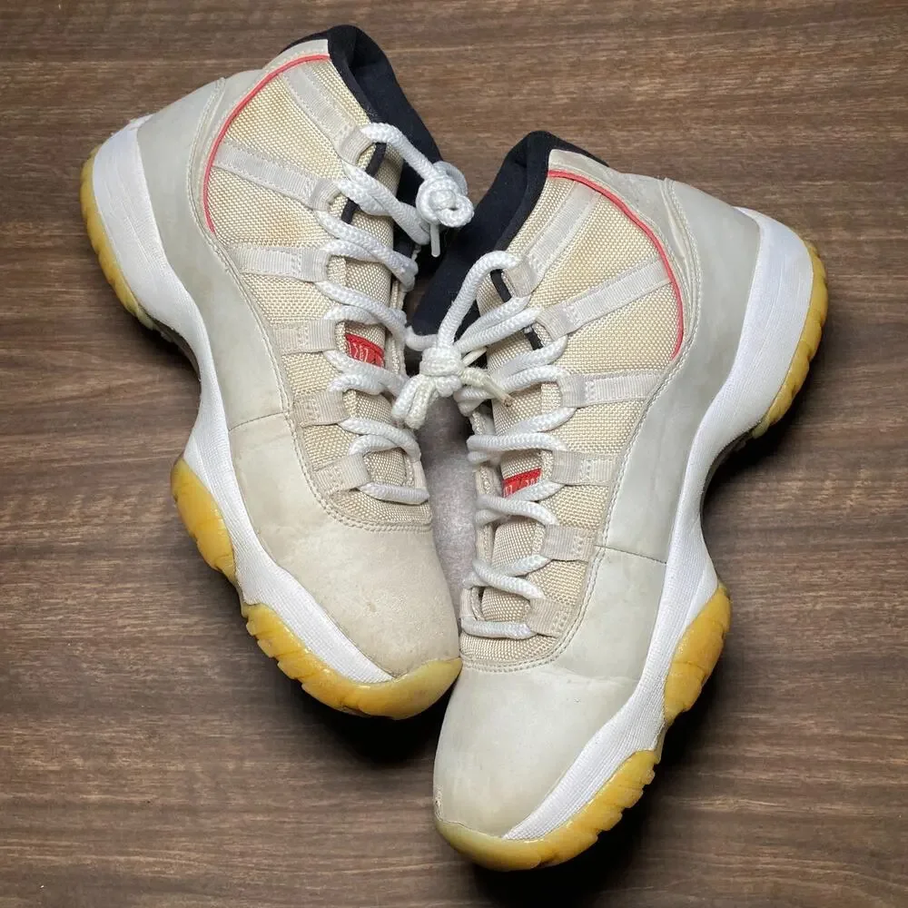 Men's Nike Air Jordan 11 XI Retro Platinum Tint Red Shoes Size 10